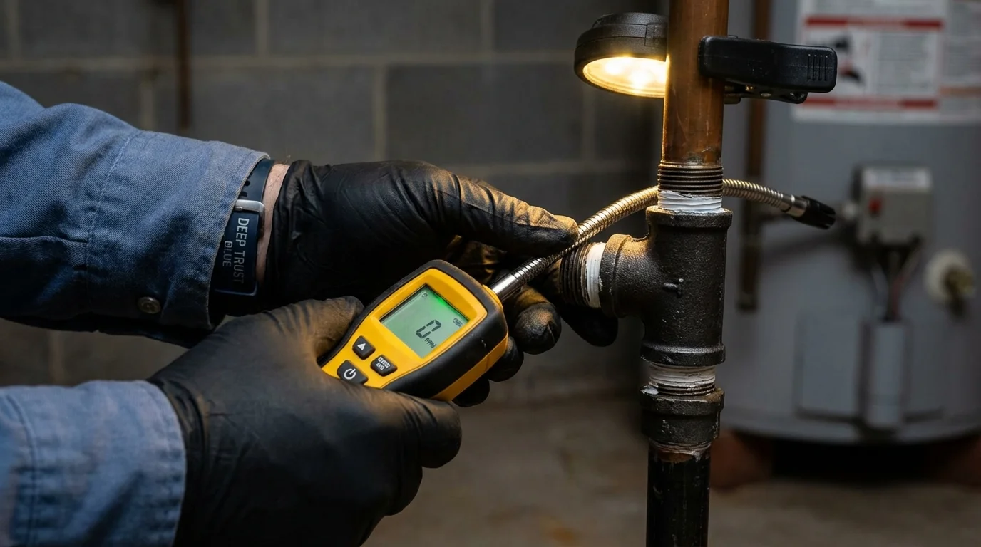Gas leak detection with electronic sniffer by Johns Plumbing LLC in Merlin